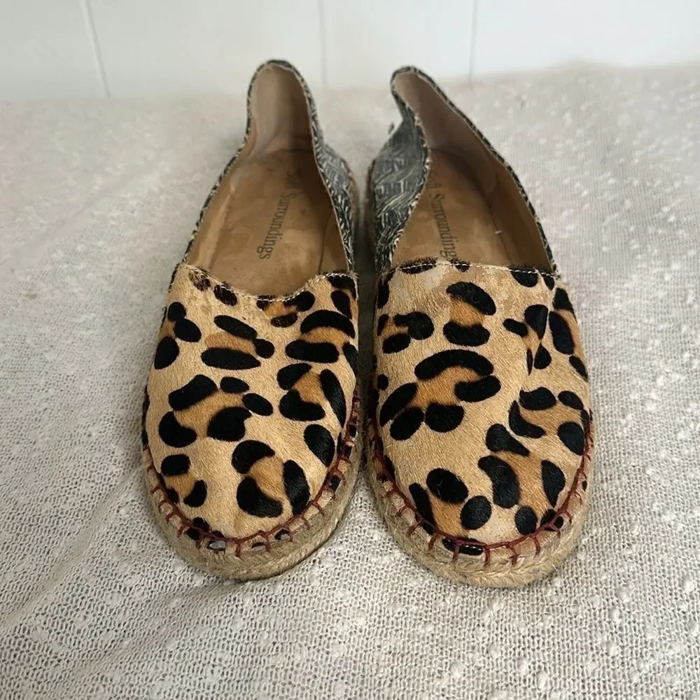 SOFT SURROUNDINGS Nissa Leopard Animal Print Espadrille Shoes Slip On Loafers 7